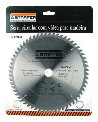 Lamina De Serra Circular Metal Duro 250mmx60dentes