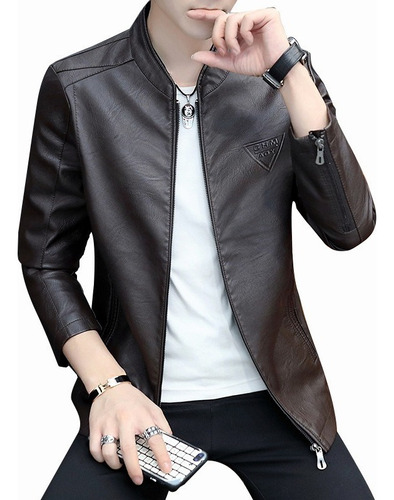 .. Chaqueta De Piel Hombre Slim Fit Moto Biker Casual Moda