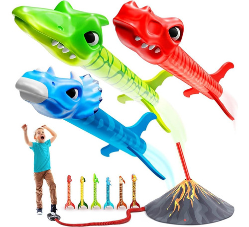 Dinosaur Toy Rocket Launcher Para Niños - 6 Coloridos Dinosa