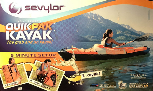 Kayak Inflable Sevylor Quikpak K5 + Remo + Inflador