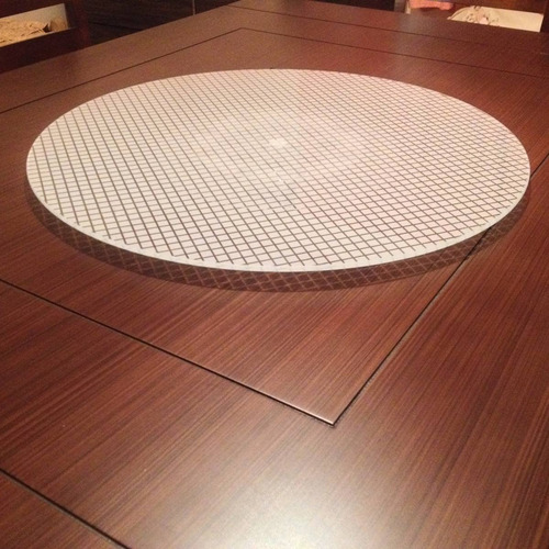 Mesa Giratoria 30cms Vidrio Templado Decorado A Cuadros.
