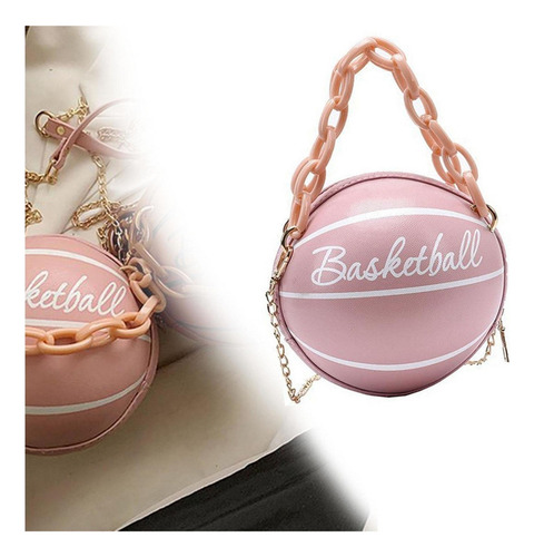 Bolso De Baloncesto Para Mujer, Cuero Redondo Gráfico Con