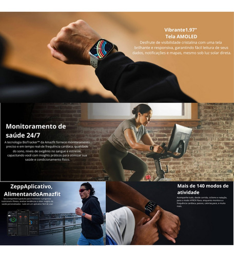 Smartwatch Amazfit Bip 6 Gps Tela Amoled 1,97 Preto