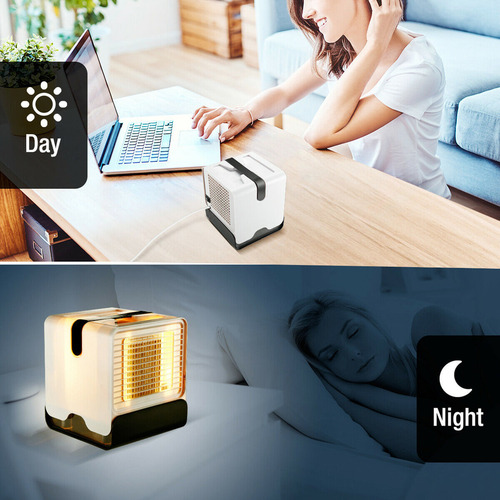 Mini Enfriador De Aire Portátil Recargable Por Usb Con Luz L