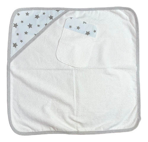 Toalla Capucha Y Babita Para Bebés De 100% Algodón Estampado Estrellas