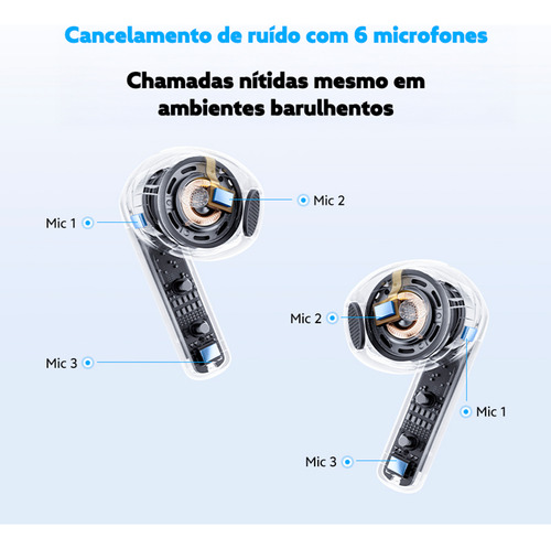 Fone Qcy E20 Ailybuds Anc Bluetooth 5.4 Cor Preto