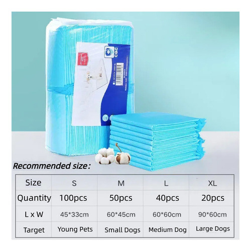 100 Almofadas De Xixi Para Cães Pequenos, 45 X 60 C