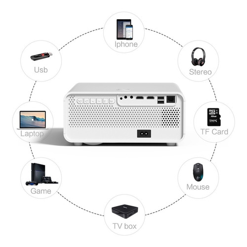 Projetor Pima Es 6000 Lumens Wifi Android Bluetooth Espelha Branco 100v/240v