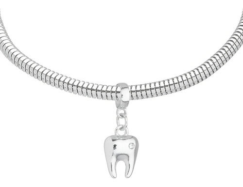 Pulseira Berloque Odontologia Banhada A Prata 925 Premium