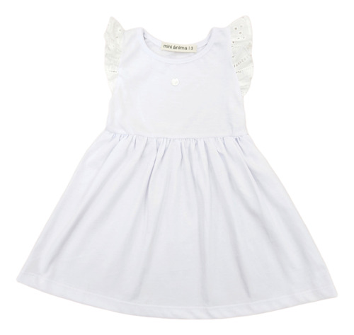 Vestido Mini Anima  Volado Broderie Blanco Bebe Kids