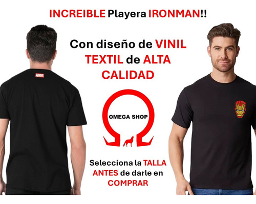 Playera Ironman Algodon Casco Cuello Redondo