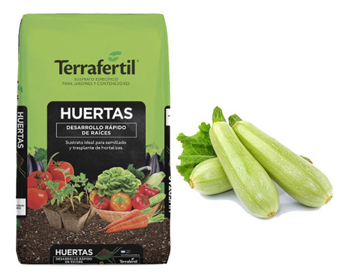 Sustrato Huertas Terrafertil 50lts Con Semillas De Zucchini