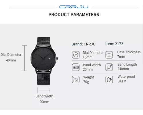 Relojes De Cuarzo Ultradelgados Impermeables Crrju