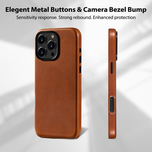 Capa De Couro Belemay Compatível Com iPhone 16 Pro Saddle Br
