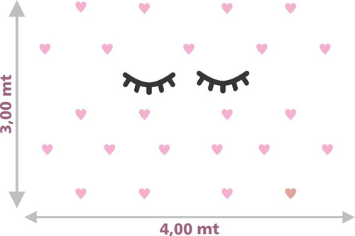 Adesivo Decoração Quarto Infantil Menina Cílios Coração Rosa