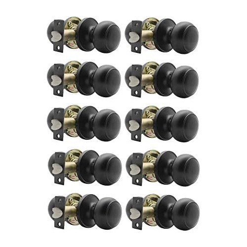 Black Door Knobs, Flat Ball Interior Doorknobs, Keyless...