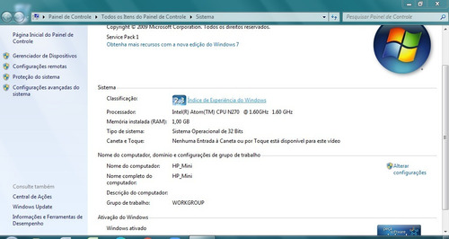 Computador Hp Mini 110 1020br