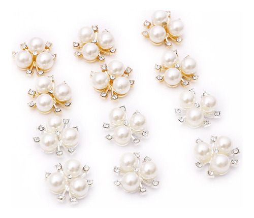 4 X 10 Uds. Botones De Perlas, Adornos De Diamantes De