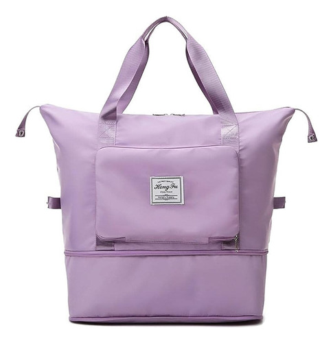 Bolso Plegable Viaje Carry On Zapatero Deportivo Gimnasio Color Lila Liso