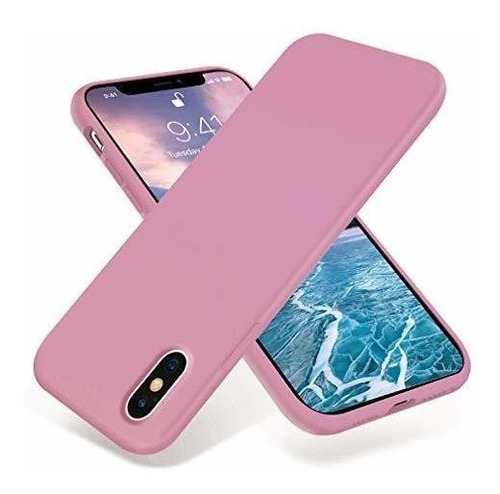 Funda Compatible Con iPhone XS Silicona Color Rosa Lila