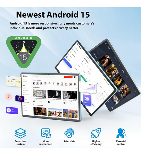 Tablet Suicoey Android 15, 11'' 24gb Ram 128gb Rom Plateado