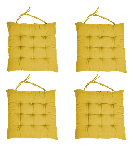 Kit 4 Almofadas Assentos De Cadeira Futton 40x40 Amarelo Cor Mostarda Desenho Do Tecido Liso