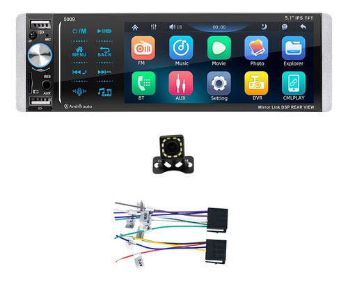 Radio De Coche Android Con Cable, 1 Din, Reproductor Mp5, 5.