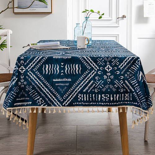 Mantel De Mesa Con Borlas, Impermeable, Poliéster, Para Cena