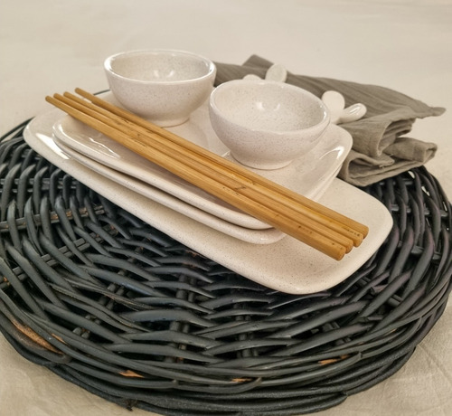 Set De Sushi Para Dos Cerámica Artesanal Hecho A Mano!