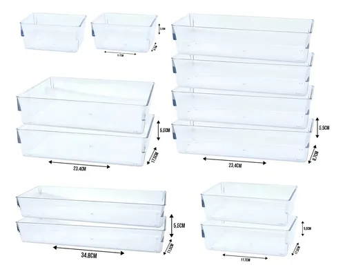 Kit 12 Organizador Acrílico Transparente Empilhável Modular