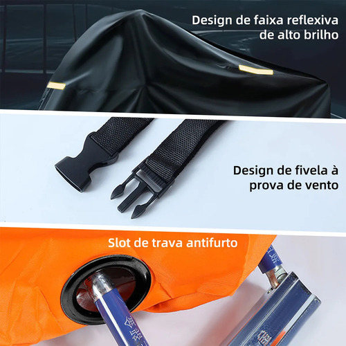 Funda Impermeable Para Motocicleta Engrosada Con Capa De Pu, Hebilla De Bloqueo Antirrobo Y Pegatina Reflectante XL