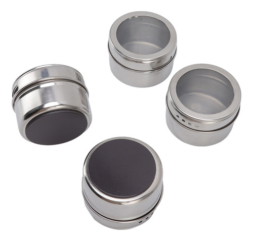 Tarros De Acero Inoxidable Para Especias, 4 Unidades, Con Ta
