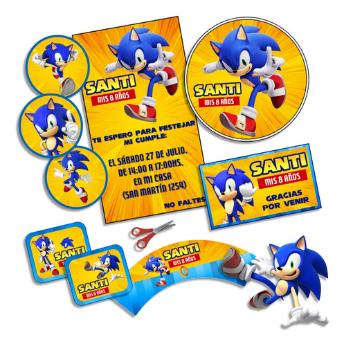 Kit Imprimible Sonic Personalizado Candybar Cumpleaños