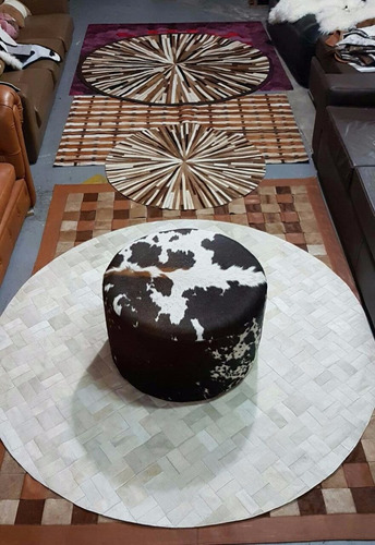 Imagen 4 de 6 de Alfombra Cuero Blanca Vaca Circular 1.9 M Diametro