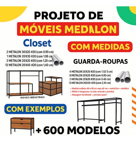 +600 Projetos Móveis Metalon De Arquivo Pdf Envio Rapido Preto 600 Projetos Móveis Metalon