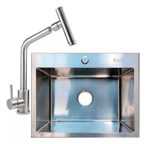 Bacha De Acero Inox Pileta De Cocina + Monocomando Inox.