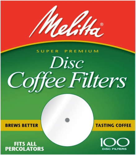 Filtros De Café Melitta, Disco Blanco De 3,5 Pulgadas, 100 U