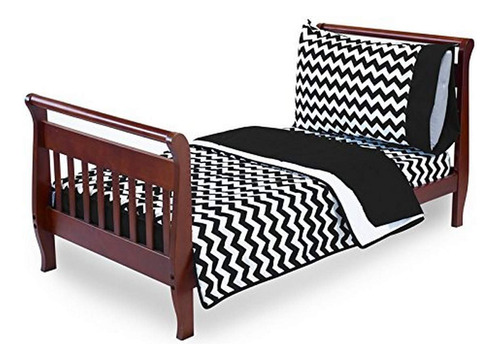 Ropa De Cama De Bebe Chevron Para Bebe, Color Negro