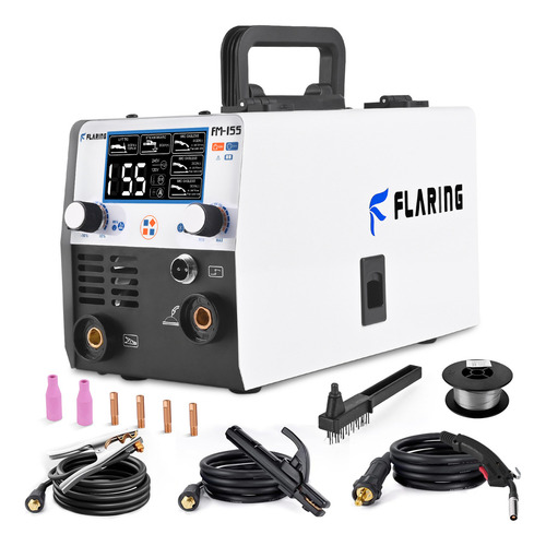 Soldadora Flaring FM155 Mig 155a Sin Gas 3 En 1 Inversor Tig Flux Core Mma 4,500 W