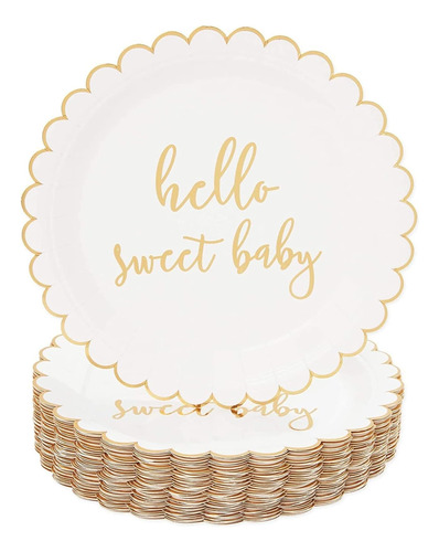 48 Paquete De Platos De Papel Hello Sweet Baby Para Baby Sho