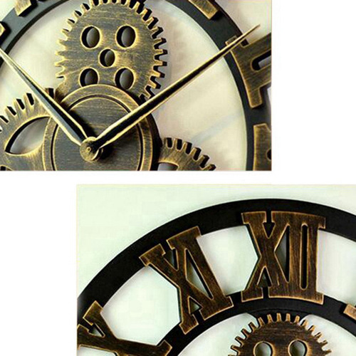 Reloj De Pared Grande De Madera Vintage Gear Clock Us Style