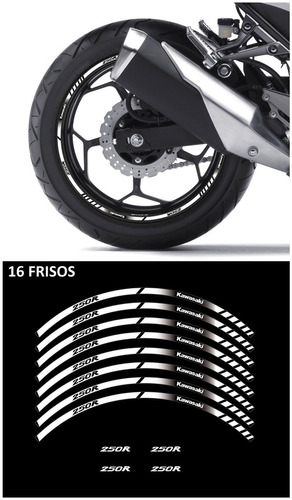 Kit Adesivo Friso Refletivo Roda Moto Kawasaki 250r Ca13299