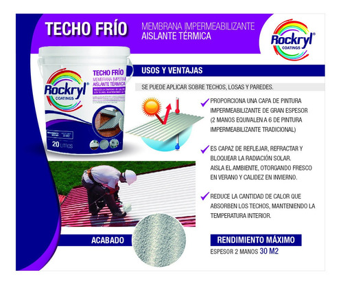 Pintura Chapa Aislante Termico Rockryl 20 Lt Sustentable