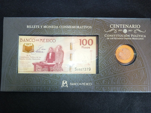 Billete Y Moneda Aniv. Constitucion Con Marco De Cartoncillo