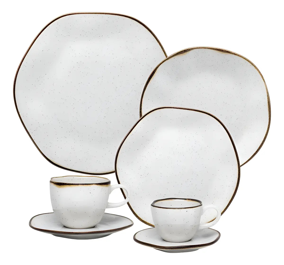 JOGO DE JANTAR RYO MARESIA 42 PEÇAS OXFORD PORCELANAS OFF WHITE