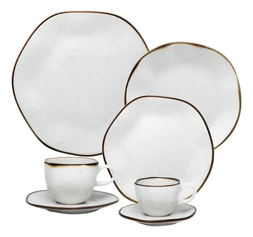 Jogo De Jantar Ryo Maresia  42 Peças Oxford Porcelanas Off White