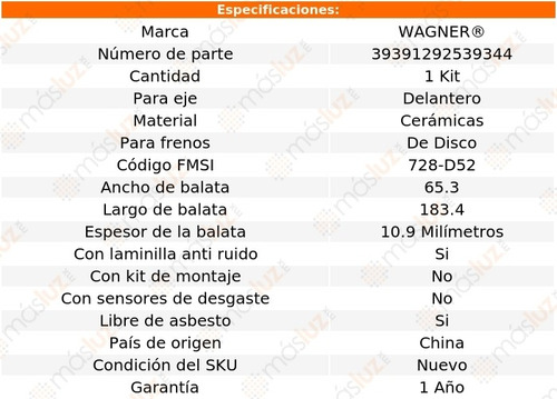 Kit Balatas Ceramicas Del K35/k3500 Pickup 6.6l 71-72 Wagner
