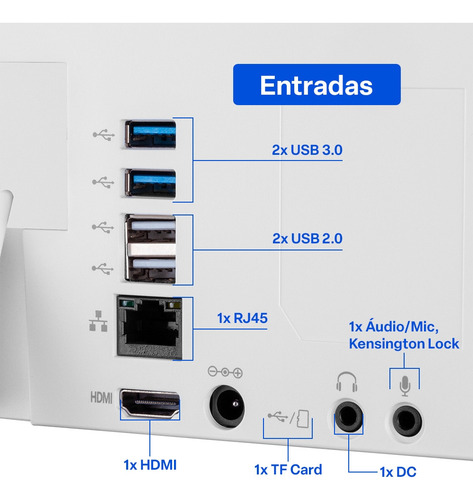 All In One, Windows 11 Home, Intel Celeron Ultra Cor Branco