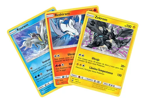 Kit Carta Pokémon Lendários Reshiram Zekrom E Kyurem