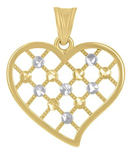 Diamond2deal 14k Collar Encanto Corazón Oro Bicolor